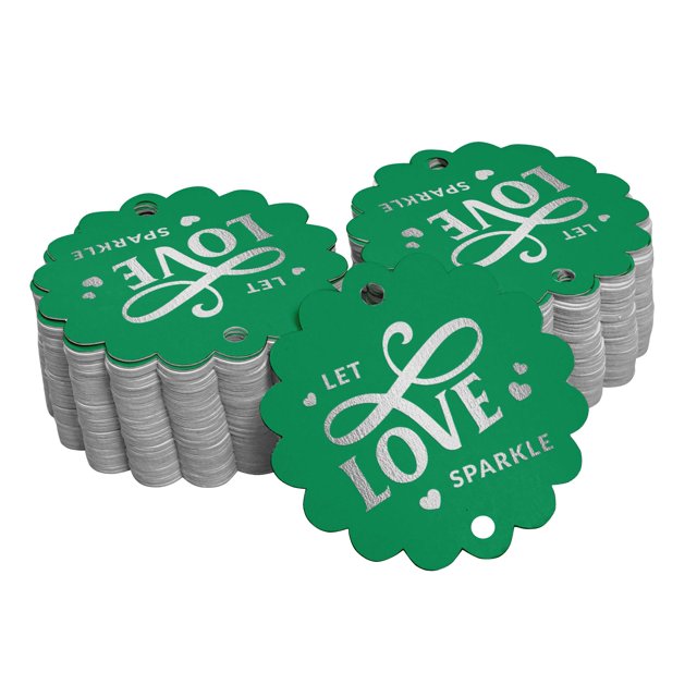 Inkdotpot Silver Foil Paper Hang Tags Let Love Sparkle Wedding Favor Tags 50 Piece