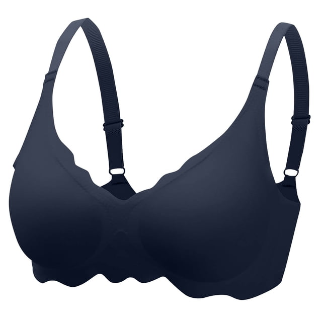 LOVZFMLL Bras for Women Women's Solid Color Seamless Underwear Without Steel Rims Detachable Chest Sagging Wave Pattern Bra Black L