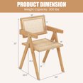 thumbnail image 3 of Costway Set of 4 Rattan Accent Chairs Mid Century Dining Armchair Bamboo Frame Kitchen Natural, 3 of 10