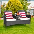 thumbnail image 1 of Gymax Cushioned Patio Rattan Seat Loveseat Sofa Table Chairs, 1 of 10
