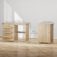 thumbnail image 3 of HOMCOM Folding Sewing Table Mobile Sewing Machine Cabinet Nature Wood, 3 of 10
