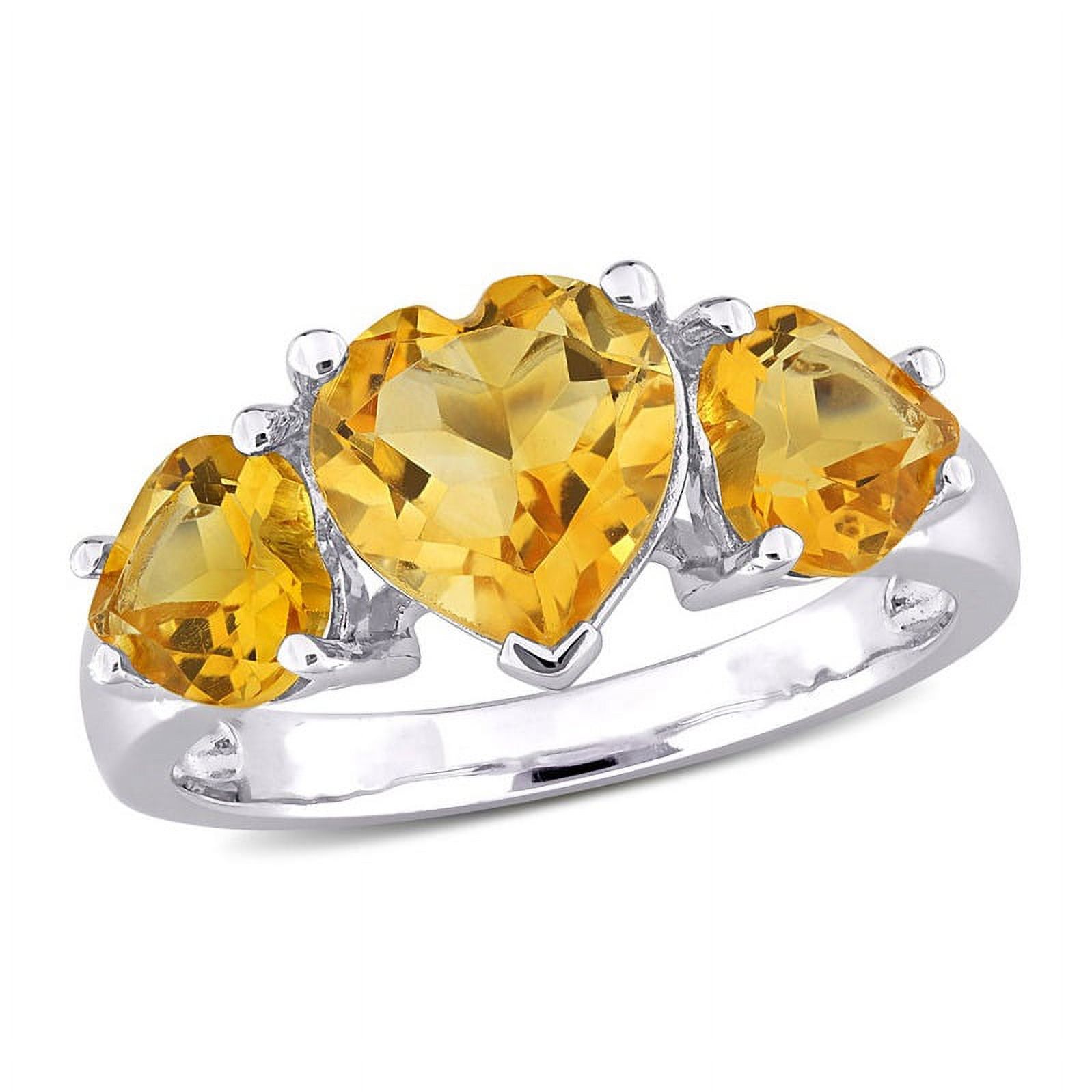 3.00 Carat (ctw) Citrine Heart Three Stone Ring in Sterling Silver