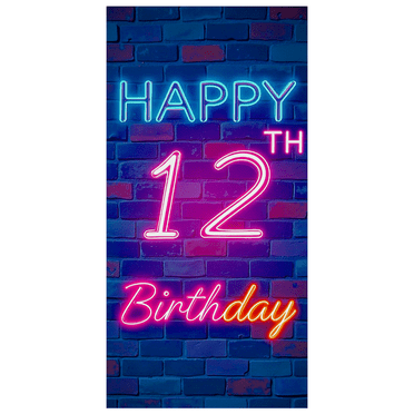 Bannière de 12e Anniversaire Style Néon Arrière-Plan Joyeux Anniversaire Décoration pour Accessoires de Photographie de Fête d'Anniversaire Décor Toile de Fond Fournitures de Fête