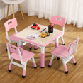 thumbnail image 4 of Kids Table and Chairs Set, Height Adjustable Kids Desk with 4 Chairs for Ages 2-10, Multi-Activity Kids Arts Table with Graffiti Desktop and Non-Slip Legs for Classrooms Daycares Home, 4 of 6