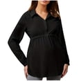 thumbnail image 2 of QIPOPIQ Blouse de Maternité pour Femmes Rayée Manches Longues Col Boutonné Ourlet à Volants Chemise Hauts Liquidation, 2 of 4