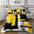 thumbnail image 1 of Erosebridal Abstract Graffiti Stripes Bedspread Set King Size Yellow Black White, 1 of 6