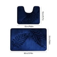 thumbnail image 3 of yulier Leaf Bathroom Rug Set 2 Piece, Soft Absorbent Bath Rug and U-Shaped Contour Toilet Rug, Non-Slip Bath Carpet, Washable Toilet Bath Mat, Navy, 3 of 8