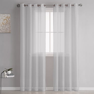 Rvkxad Rideaux Semi-Transparents pour Fenêtre, Panneaux de Rideaux en Lin à Oeillets de 98 Pouces pour Salon, Draperies Transparentes, Rideaux Filtrant la Lumière