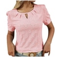 thumbnail image 2 of Liquidation des Offres du Jour! Blouses à Col Rond à Manches Courtes Unies pour Femmes, Haut Décontracté et Confortable pour Temps Chaud, Bureau Ou Jeu Soldes Aujourd'hui Liquidation!, 2 of 5