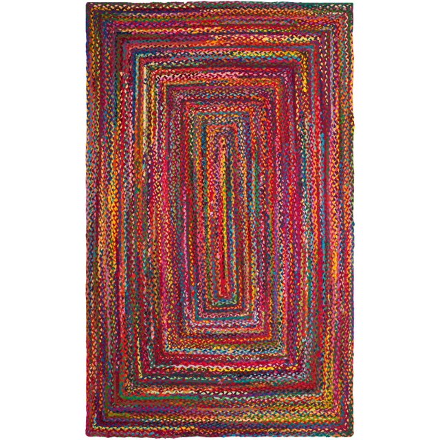 Safavieh Braided Collection BRD210A Handmade Boho Reversible Cotton Area Rug, 4' x 6', Red / Multi