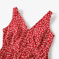 thumbnail image 3 of PatPat Robe Rouge à Petites Fleurs à Col en V avec Nœud sur le Côté pour Maman et Moi avec Bouton-Pression Caché, 3 of 3