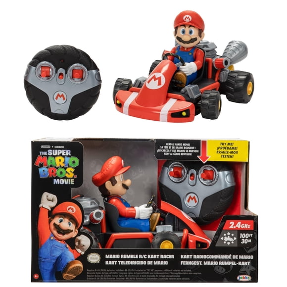 Super Mario BROS. Movie Rumble Kart RC Racer – 2.4GHz Full-Function Remote Control Car – Lights, Sounds, Spinning Action – 100ft Range – Ages