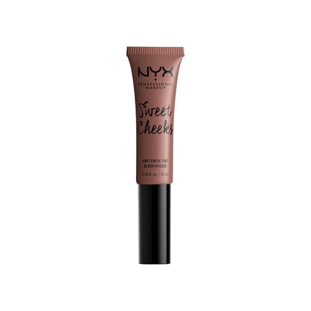 NYX Professional Makeup Sweet Cheeks Soft Cheek Tint in a matte mauve-pink 12 ml tube with black cap, a cream blush mousse offering a lightweight, buildable formula for a natural flushed cheek look.