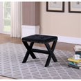 thumbnail image 2 of Velvet Fabric Upholstered Square Accent Bench in Black, 2 of 2