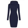 thumbnail image 1 of LUXUR Robes à Capuche pour Femmes Manches Longues Pull à Capuche Couleur Unie Robe Sweat Ajustée avec Cordon Bleu Marine S, 1 of 2