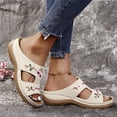 thumbnail image 3 of Orthopedic Slides Sandals for Women with Arch Support Comfortable Embroidered Flower Platform Wedge Sandals, 3 of 4