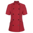thumbnail image 1 of YONGHS Women's Short Sleeve Cross Collar Chef Coat Double Breasted Chef Jacket Kitchen Restaurant Work Uniform Burgundy XL, 1 of 7