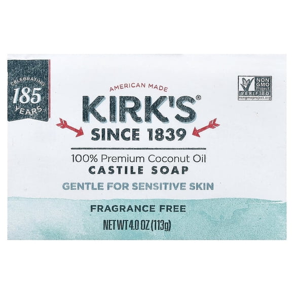 Kirks Naturel, Barre de Savon - Coco Castille - Sans Parfum - 4 Unités - 4 oz