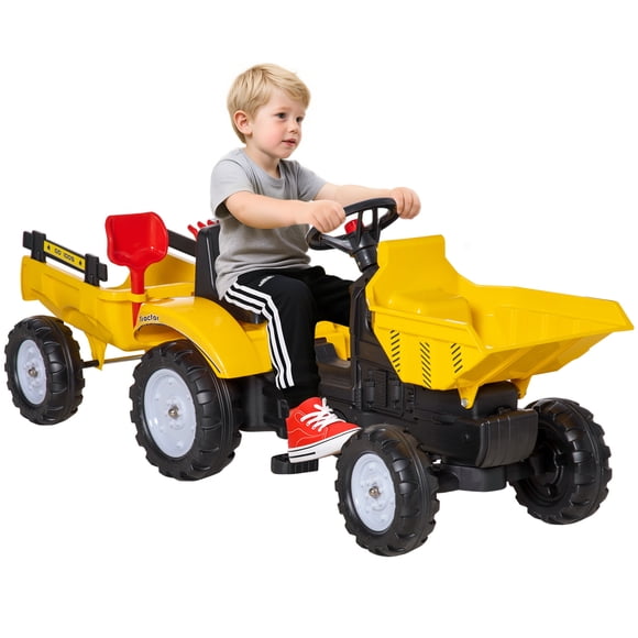 Aosom Camion-Benne Jouet à Chevaucher avec Remorque Détachable pour Enfant de 3 Ans