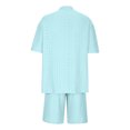 thumbnail image 3 of Yuyuzo Women's 2 Piece Outfits Eyelet Half Sleeve Oversized Top Drawstring High Waisted Shorts with Pockets, 3 of 4