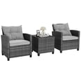 thumbnail image 1 of Patiojoy 3 Pieces Outdoor Furniture Set Patio PE Rattan Conversation Set with Removable Cushions PE Wicker Sofas with Tempered Glass Side Table, 1 of 10