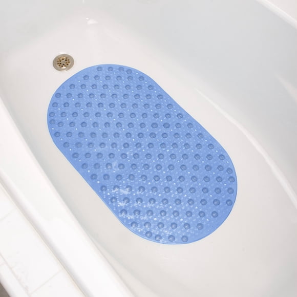 Mainstays  PVC Tub Mat for Inside Bathtub or Shower, with Bubble Design, 27" x 15", Blue