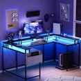 thumbnail image 1 of EastVita Reversible 79" U Shaped Gaming Desk Office Corner Computer PC Home Desk With LED Light Strip Power Outlet Monitor Stand, 1 of 7