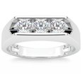 thumbnail image 1 of 1 1/2ct Diamond Three Stone Mens Wedding Ring in 14k White or Yellow Gold, 1 of 1