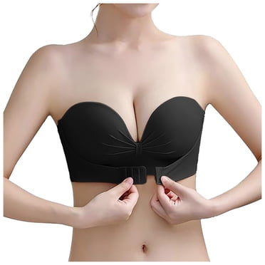 Fgnfyis Women's Strapless Push up Bra with Top and Back Everyday Wear Bras Black 38