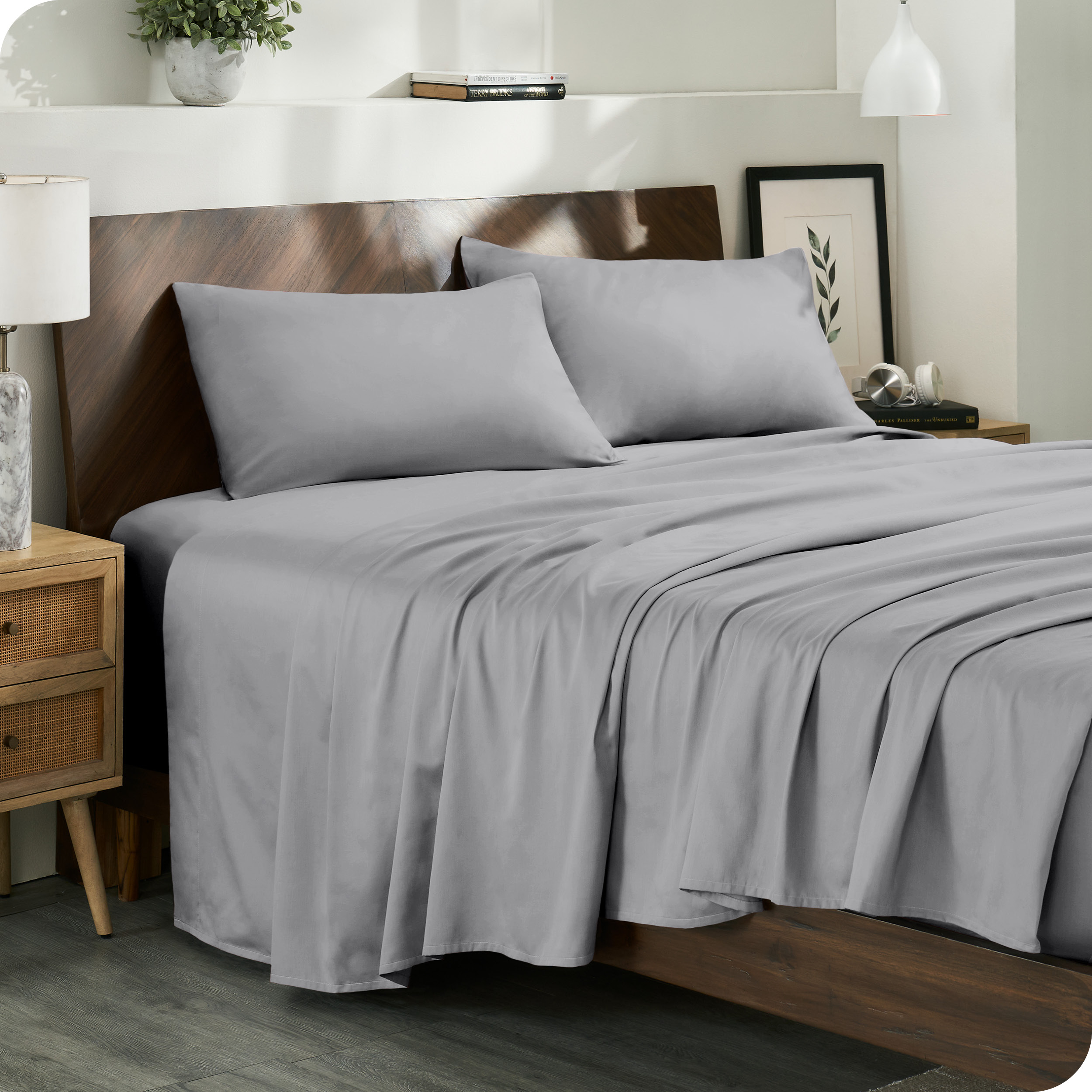Bare Home Ensemble de Draps 100 % Coton Biologique - Tissage Satin