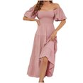 thumbnail image 2 of Robe d'Été pour Femmes 2024 Mode Grande Taille Unie Taille Haute Manches Bouffantes Robe à Taille Enveloppée Rabais de 50 % Liquidation!, 2 of 5