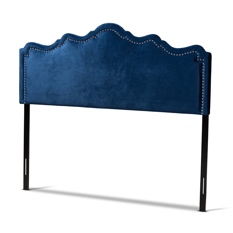 Baxton Studio Tête de Lit Contemporaine en Velours Queen Bleu Royal