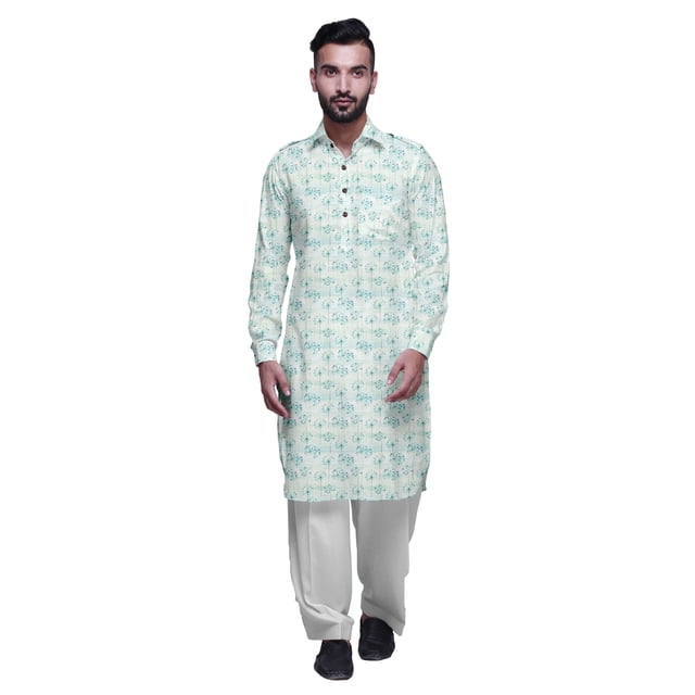 Atasi Kurta-Pyjama Pathani Indien pour Hommes Robe de Fête Ensemble de Kurta-Pyjama pour Hommes Bleu Sarcelle