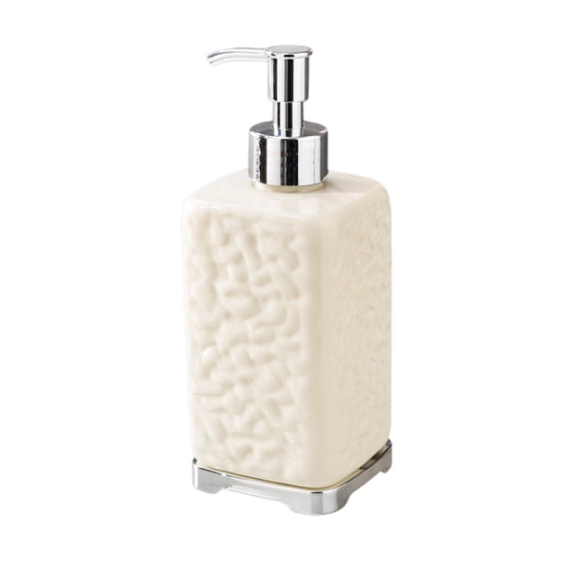 JilgTeok 1 Packs 450ml Ripple Pattern Hand Soap Dispenser Pump Bottle for Bathroom Kitchen Refillable Liquid Soap Lotion Shampoo Dispenser Plastic Hand Wash Station Supplies