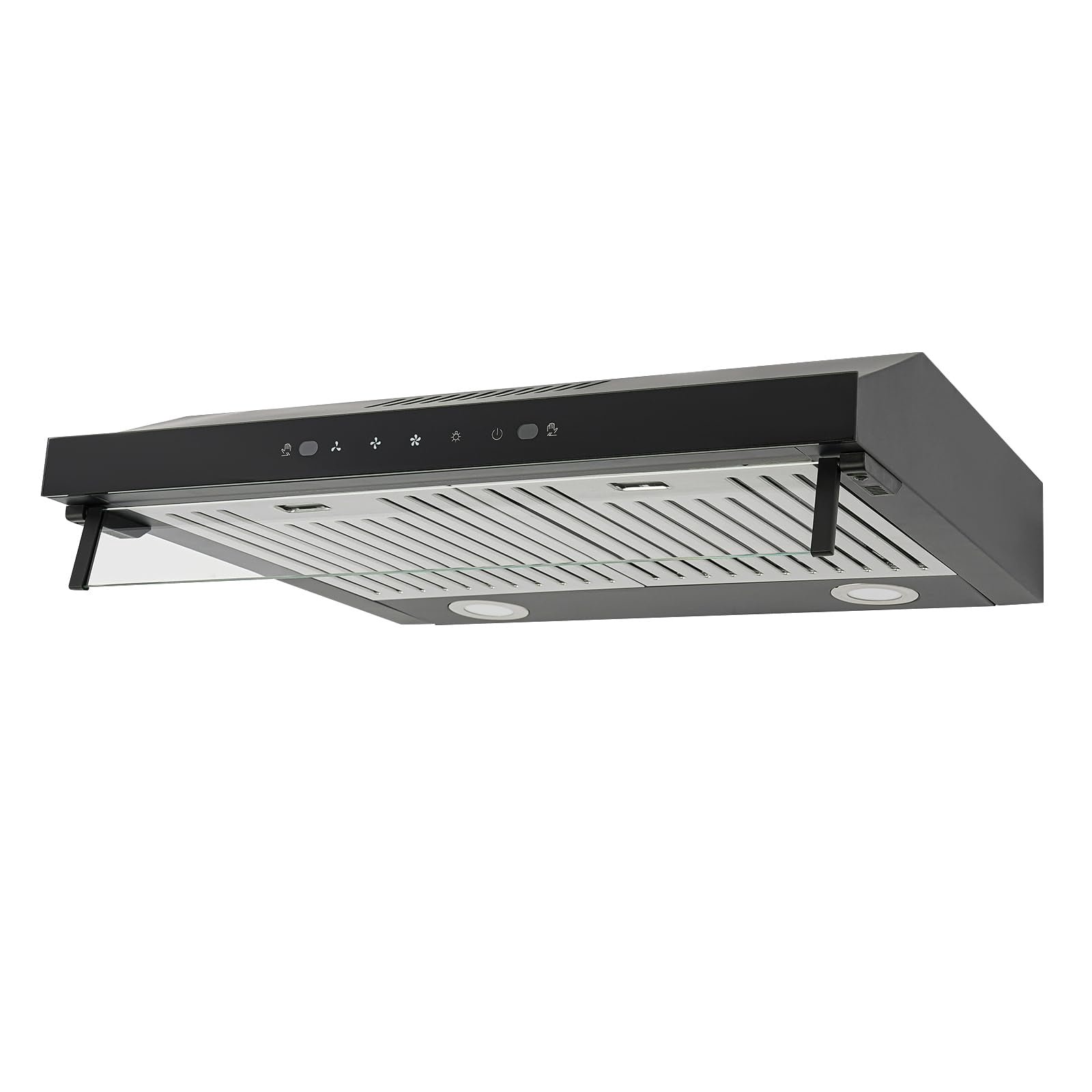 Eleeferri Under Cabinet Range Hood 24 Inch 900CFM Ductless Over Stove Vent Hood with 2 LED Lights Stainless Steel Kitchen Smoke Exhaust Range Hoods 3 Speed Touch Gesture Control