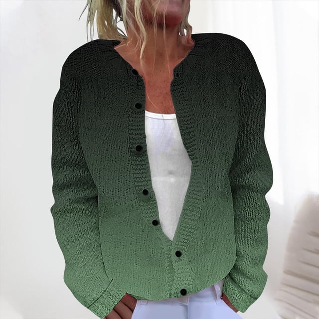 LOVZFMLL Cardigan pour Femmes Cardigan Décontracté Imprimé en Tricot pour Dames avec Veste Boutonnée et Haut