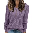 thumbnail image 1 of Besolor 2024 Chandails de Mode pour Femmes à Manches Longues Col Ras du Cou Décontractés Amples en Tricot Côtelé Chandails à Enfiler Hauts Violet, 1 of 7