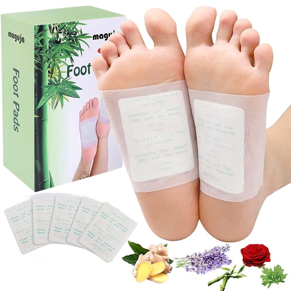 Detox Foot Pads maguja 100Pcs Deep Cleansing Foot Pads for Stress Relief | Better Sleep | Foot Care | Ginger Foot Patch with Natural Ingredients Bamboo Vinegar and Ginger Powder (White)
