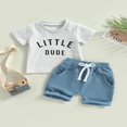 thumbnail image 2 of Ensemble Pantalon Garçon Manches Courtes Col Lettres Hauts + Short Décontracté de Rue à Cordon Gris 2-3 Ans, 2 of 8