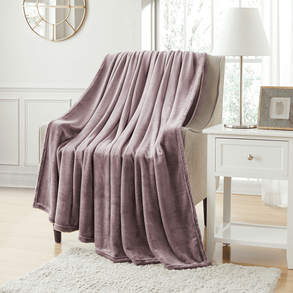 Bourina Fleece Blanket Flannel Throw Blanket (Lavender,Throw Size) Lightweight Cozy Microfiber Blanket for Sofa, Couch, Bed, Camping, Travel, 50x60 inches