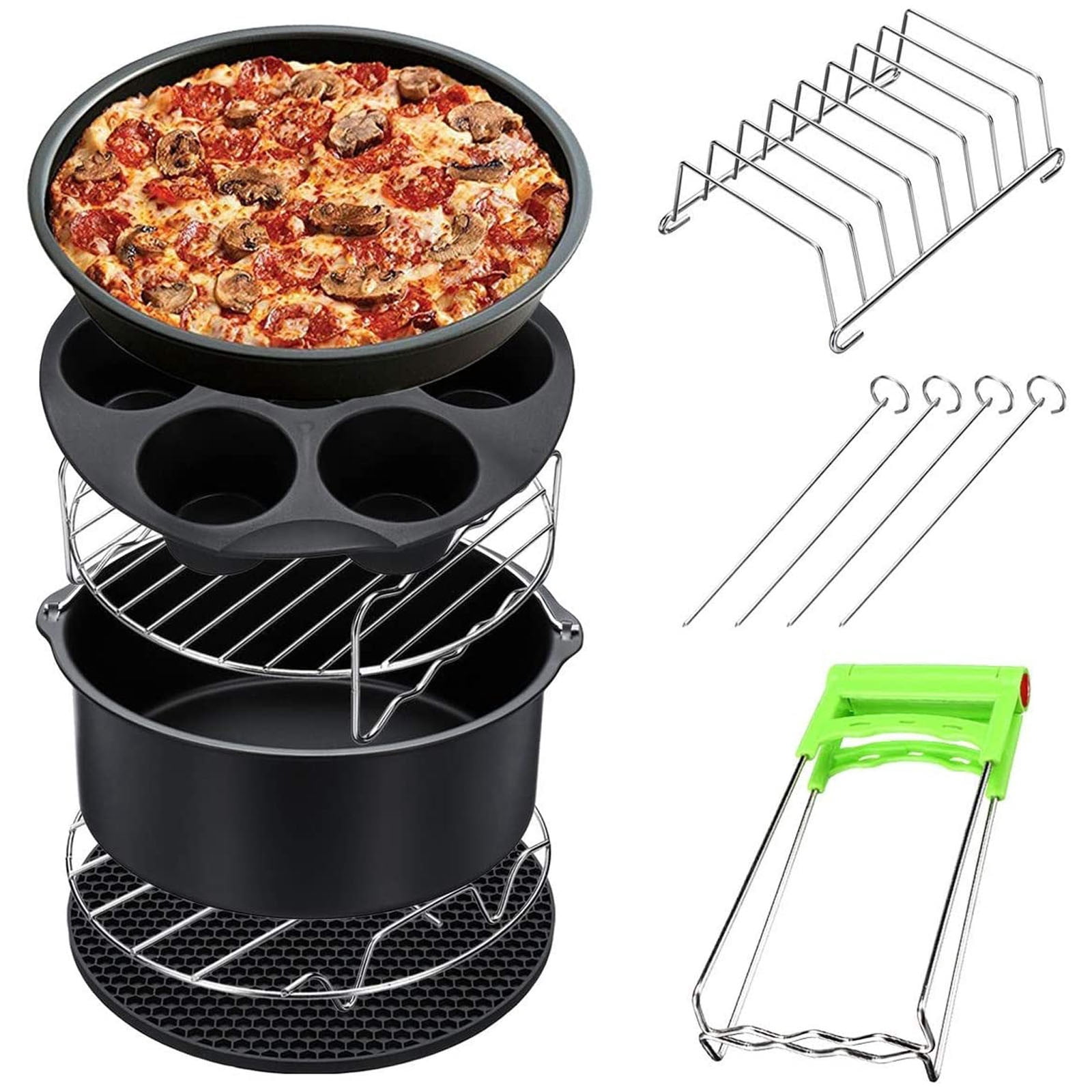 Clearance Hcnuuo Fit for Air 8Pcs Kitchen Tool 7 philps Grill Pot Accessories Cooking Inch Fryer Air Fryers & Accessories