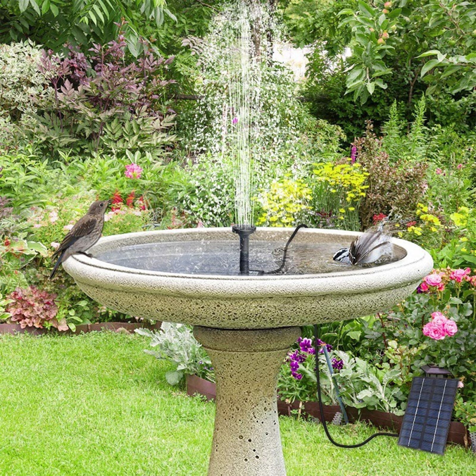 Solar Water Fountain For Bird Bath – 2.5W 5V Solar Pump With Separate Panel, 9.2FT Cable, 5 Nozzles – Small Pond & Garden Decor