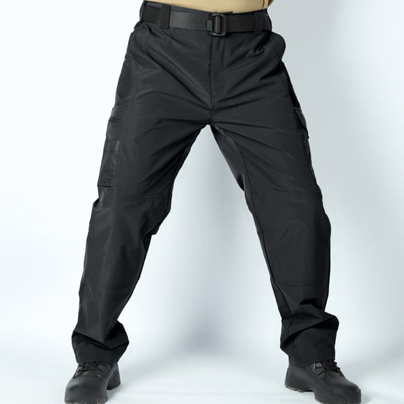 asjyhkr Cargo Pants for Men Fleece Lined Elastic Waist Hiking Camping Climbing Trousers with Multi Pockets
