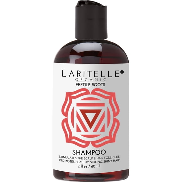 Laritelle Organic Travel Size Shampoo 2 oz | Fortifying, Strengthening & Rejuvenating | Stops Hair Shedding, Promotes New Hair Growth | Ayurvedic Herbs, Lavender, Ginger, Rosemary, Patchouli & Cloves