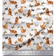 thumbnail image 1 of Soimoi White Cotton Voile Fabric Insect & Cat Animal Print Sewing Fabric BTY 42 Inch Wide, 1 of 3