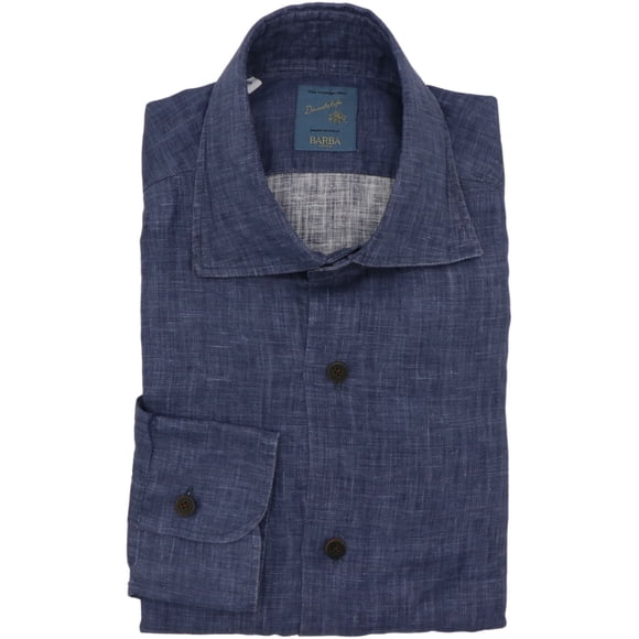 Barba Napoli Chemise Vintage pour Homme Bleu Foncé Dandylife Décontractée à Boutons - TG
