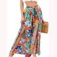 thumbnail image 2 of Birdeem Womens Casual Lace Up Elastic Waist Printed Split Wide Leg Pants, 2 of 9