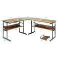 thumbnail image 2 of Gymax Bureau d'Ordinateur en Forme de L Table de Dessin Poste de Travail avec Plateau Inclinable Brun Rustique, 2 of 10