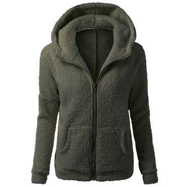 Bigersell Vestes et Manteaux en Molleton pour Femmes Chandails à Capuchon en Molleton Vestes Couleur Unie à Cordon Hiver Manches Longues à Fermeture Éclair Chandails à Capuchon Tunique Chandail à Capuchon Chandail Chaud Manteaux Vert-6 m