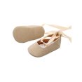 thumbnail image 3 of goowrom Kids Princess Shoes, Solid Color Soft Sole Footwear Walking Shoes with Ribbon for Spring Summer, Beige/Pink/Golden, 3 of 5